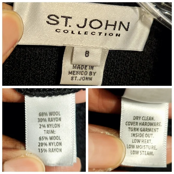 St. John Collection | Women's Black Two-Piece Santana Knit Skirt Suit (Size 8) - Picture 3 of 15